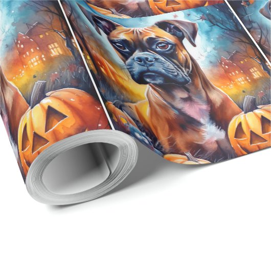 Halloween Boxer mit Pumpkins Beängstigend Geschenkpapier (Rolleneckpunkt)