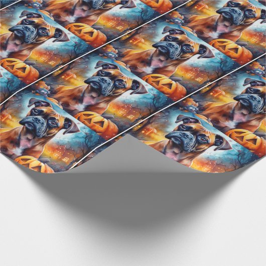 Halloween Boxer mit Pumpkins Beängstigend Geschenkpapier (Ecke)