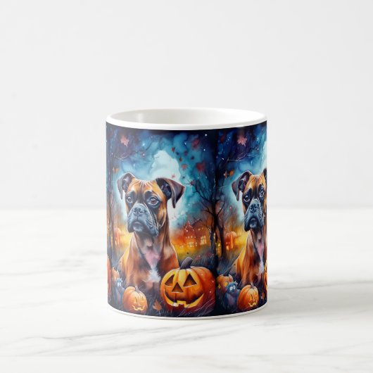 Halloween Boxer mit Pumpkins Beängstigend Kaffeetasse (Mittel)