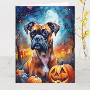 Halloween Boxer mit Pumpkins Beängstigend Karte