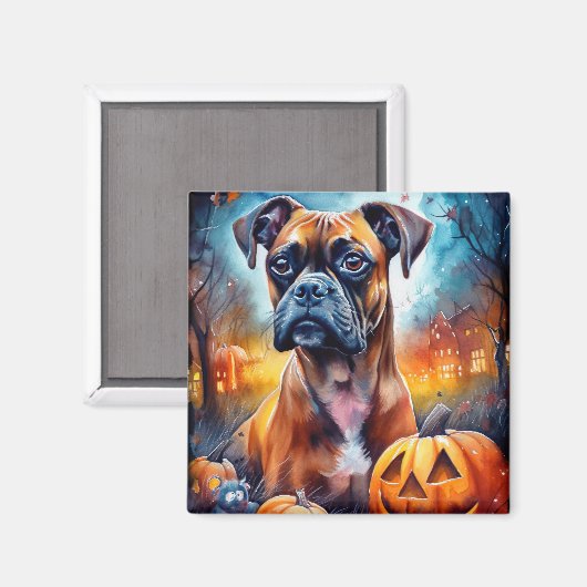 Halloween Boxer mit Pumpkins Beängstigend Magnet (Vorderseite/Rückseite)
