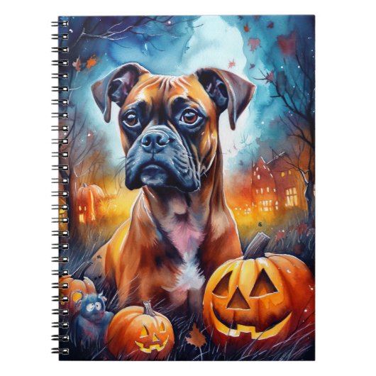 Halloween Boxer mit Pumpkins Beängstigend Notizblock (Vorderseite)