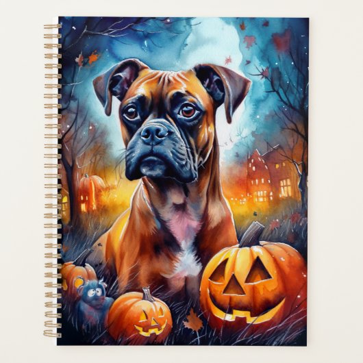 Halloween Boxer mit Pumpkins Beängstigend Planer (Vorderseite)