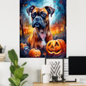 Halloween Boxer mit Pumpkins Beängstigend Poster (Heimbüro)