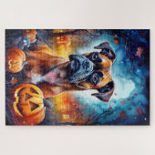 Halloween Boxer mit Pumpkins Beängstigend Puzzle (Horizontal)