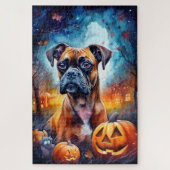 Halloween Boxer mit Pumpkins Beängstigend Puzzle (Vertikal)