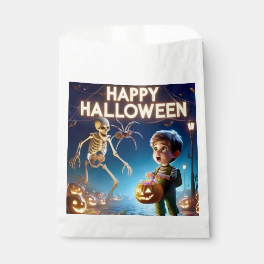 HALLOWEEN ~ Boy and Skeleton ~ Geschenktütchen (Vorderseite)