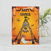 Halloween Boy Baby Dusche Funny Giraffe Einladung (Stehend Vorderseite)