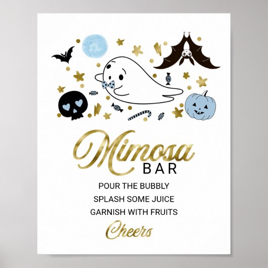 Halloween Boy Baby Shower Mimosa Bar Sign Poster (Vorne)