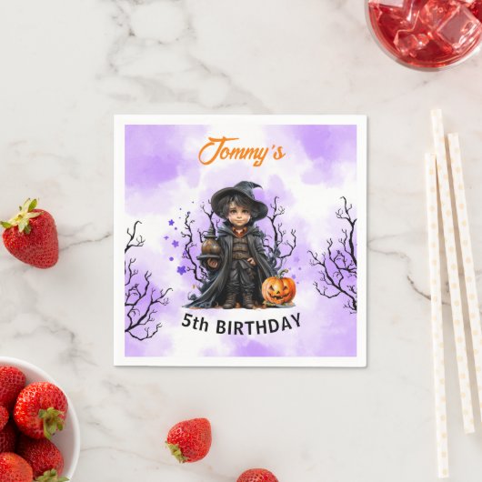 Halloween Boy Birthday Niedlich Little Wizard Napk Serviette (Beispiel)
