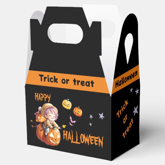 Halloween Boy on a Magic Pumpkin Geschenkschachtel (Geöffnet)
