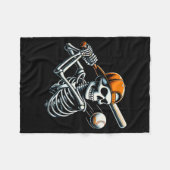Halloween Boys Batting Skeleton Baseball  Fleecedecke (Vorderseite (Horizontal))