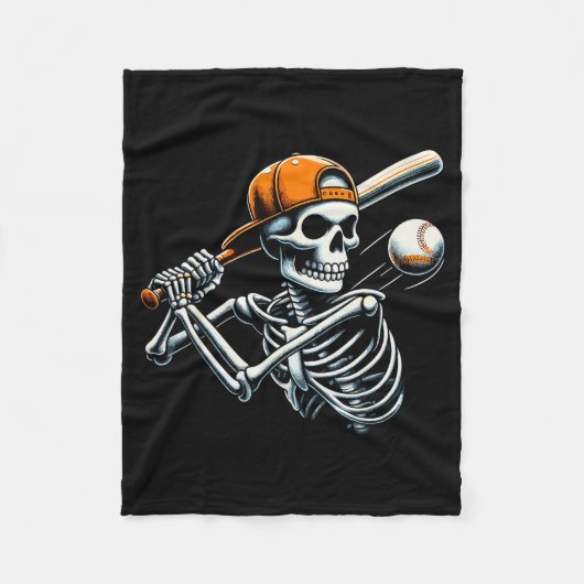 Halloween Boys Batting Skeleton Baseball  Fleecedecke (Vorderseite)
