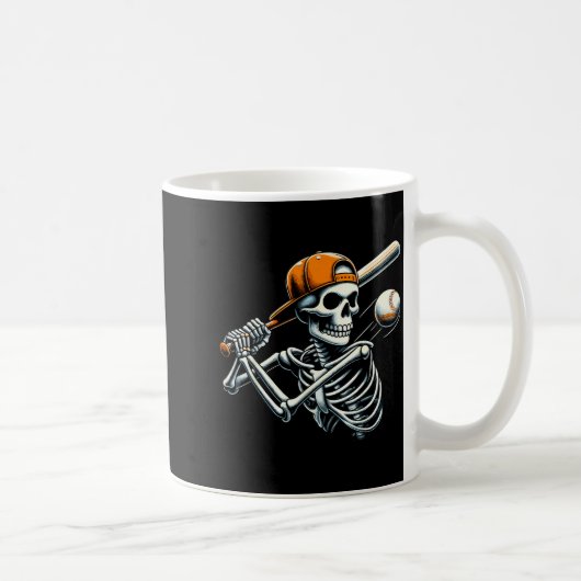Halloween Boys Batting Skeleton Baseball Kaffeetasse (Rechts)