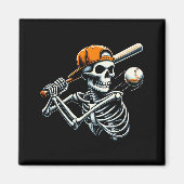 Halloween Boys Batting Skeleton Baseball Magnet (Vorne)