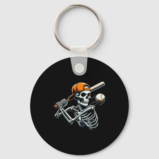 Halloween Boys Batting Skeleton Baseball Schlüsselanhänger (Vorderseite)
