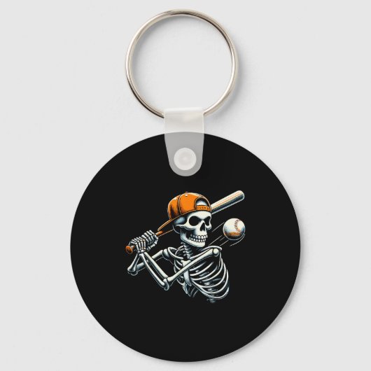 Halloween Boys Batting Skeleton Baseball  Schlüsselanhänger (Vorderseite)