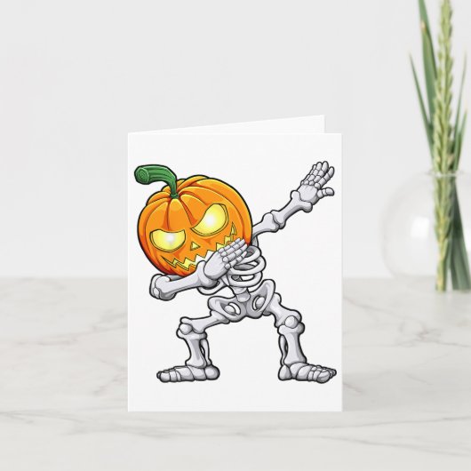 Halloween Boys Dabbing Skeleton Beängstigend Pumpk Karte (Vorderseite)