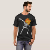 Halloween Boys Dabbing Skeleton Beängstigend Pumpk T-Shirt (Vorne ganz)