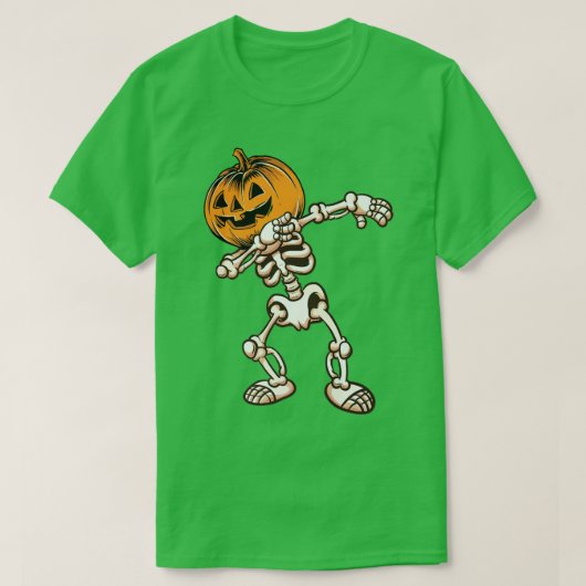 Halloween Boys Dabbing Skeleton Beängstigend Pumpk T-Shirt (Design vorne)