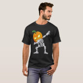 Halloween Boys Dabbing Skeleton Scary Pumpkin Jack T-Shirt (Vorne ganz)
