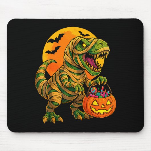 Halloween Boys Dinosaur Mummy T Rex Y Pumpkin Moon Mousepad (Vorne)