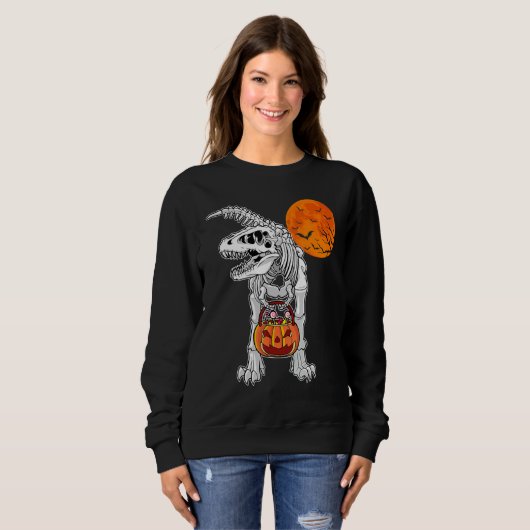 Halloween Boys Dinosaur Skeleton Rex Scary Pumpkin Sweatshirt (Vorne ganz)