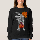 Halloween Boys Dinosaur Skeleton Rex Scary Pumpkin Sweatshirt (Vorderseite)