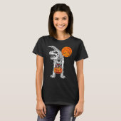 Halloween Boys Dinosaur Skeleton Rex Scary Pumpkin T-Shirt (Vorne ganz)