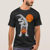 Halloween Boys Dinosaur Skeleton Rex Scary Pumpkin T-Shirt (Vorderseite)
