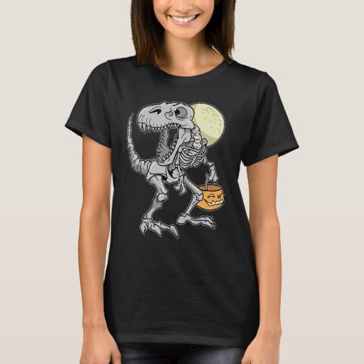 Halloween Boys Dinosaur Skeleton rex Scary Pumpkin T-Shirt (Vorderseite)