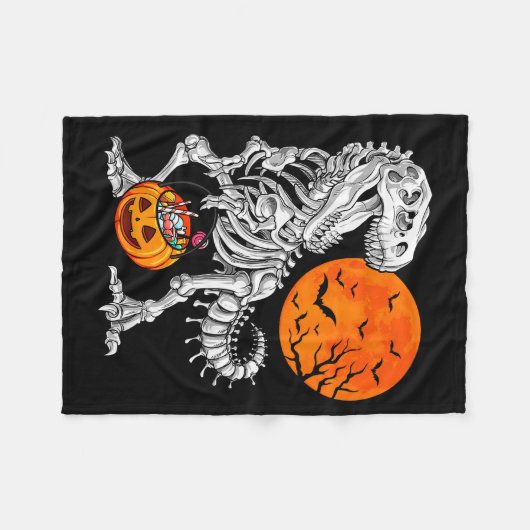 Halloween Boys Dinosaur Skeleton T Rex Y Pumpkin M Fleecedecke (Vorderseite (Horizontal))