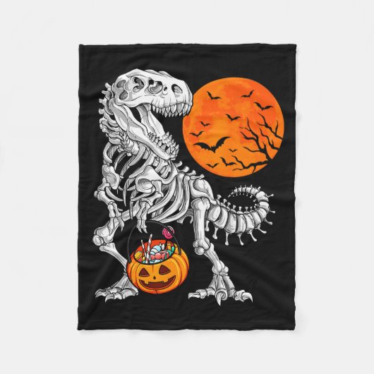 Halloween Boys Dinosaur Skeleton T Rex Y Pumpkin M Fleecedecke (Vorderseite)