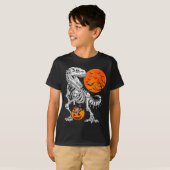 Halloween Boys Dinosaur Skeleton T Rex Y Pumpkin M T-Shirt (Vorne ganz)