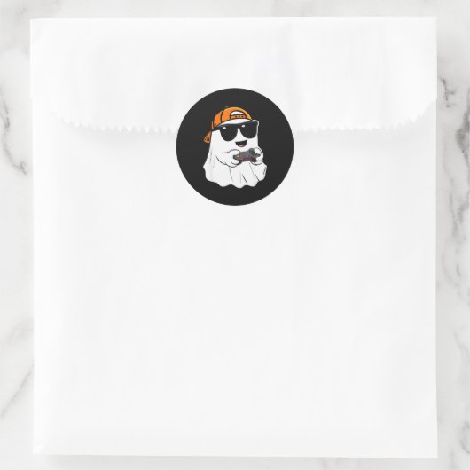 Halloween Boys Kids Ghost Gamer Y Costume Gaming M Runder Aufkleber (Tasche)