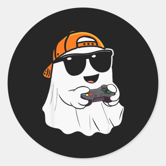 Halloween Boys Kids Ghost Gamer Y Costume Gaming M Runder Aufkleber (Vorderseite)