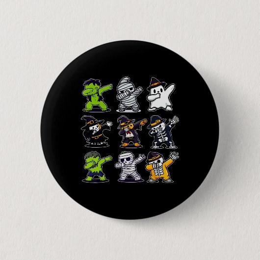 Halloween Boys Skeleton Zombie Beängstigend Pumpki Button (Vorderseite)