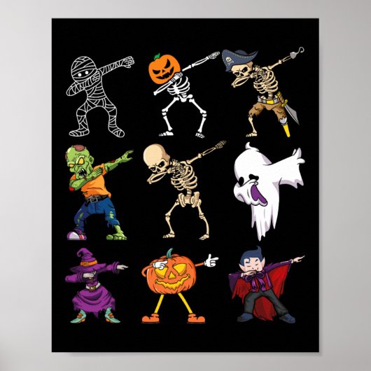 Halloween Boys Skeleton Zombie Beängstigend Pumpki Poster (Vorne)