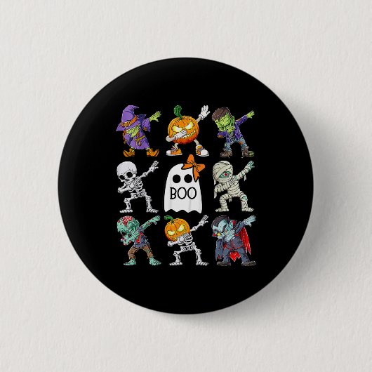 Halloween Boys Skeleton Zombie Pumpkin Unique Boo Button (Vorderseite)