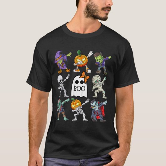 Halloween Boys Skeleton Zombie Pumpkin Unique Boo T-Shirt (Vorderseite)
