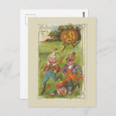 Halloween Boys und Jack O'Lantern Vintag Postkarte (Vorne/Hinten)