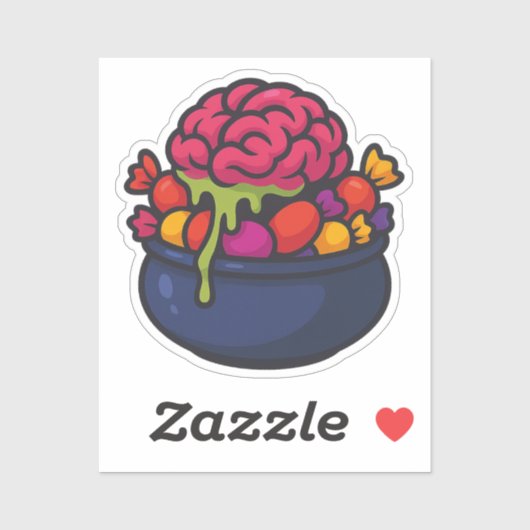 Halloween Brain Candy Bowl Horror Sticker (Blatt)