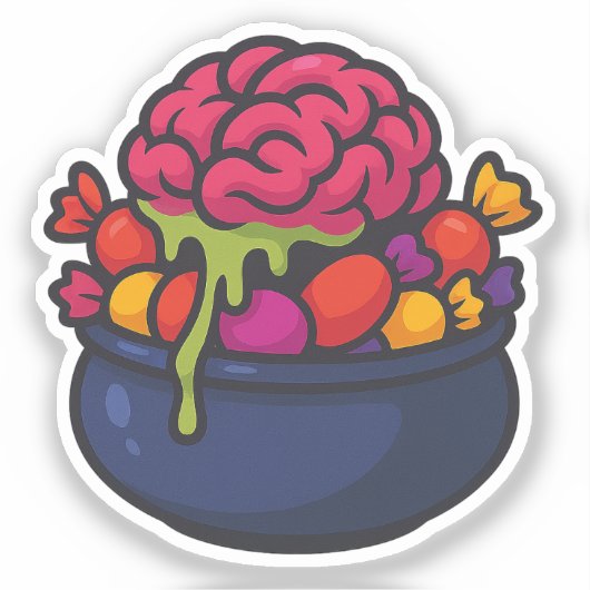 Halloween Brain Candy Bowl Horror Sticker (Vorderseite)