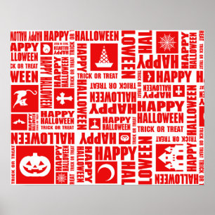 Halloween Brauch Coole Whimsical-Typografie Rot Poster