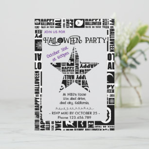 Halloween Brauch Coole Whimsical-Typografie Schwar Einladung