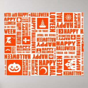 Halloween Brauch Coole Whimsische Typografie Orang Poster