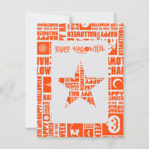 Halloween Brauch Coole Whimsische Typografie Orang Postkarte