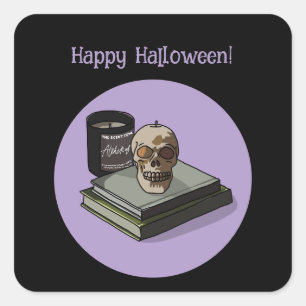 Halloween Brauch Whimsical Lustig Modern Violett Quadratischer Aufkleber