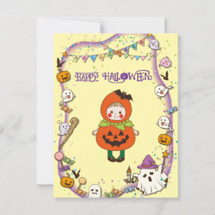 Halloween Brauch Whimsical Süße Kürbismädchen Postkarte