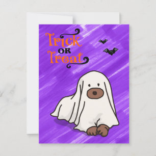 Halloween Brauch Whimsical Süßer Geist Hund Lila Postkarte